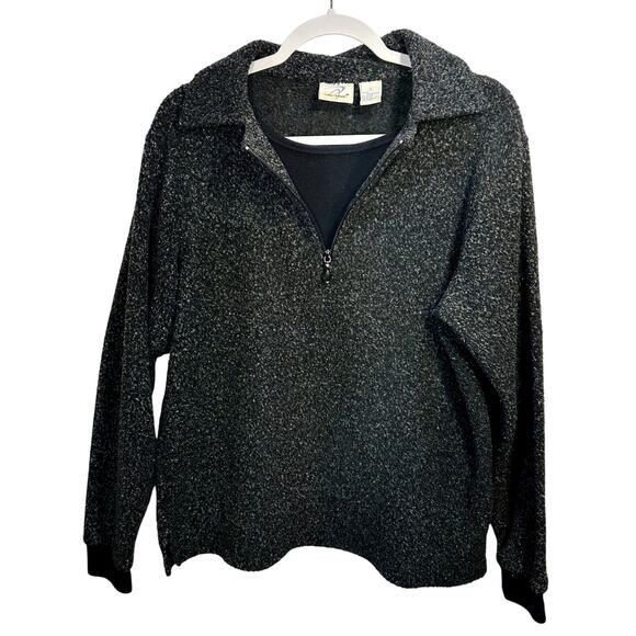 Active Tops - I Active 1/4 Zip Pullover Sweater Top Womens L Gray Heathered Layered Lined Soft